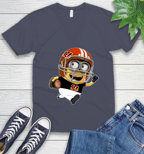 NFL Cincinnati Bengals Minions Disney Football Sports V-Neck T-Shirt 9