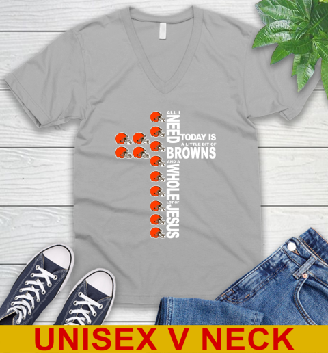 NFL All I Need Today Is A Little Bit Of Cleveland Browns Cross Shirt V-Neck T-Shirt 4 NFL All I Need Today Is A Little Bit Of Cleveland Browns Cross Shirt V-Neck T-Shirt - Image 4