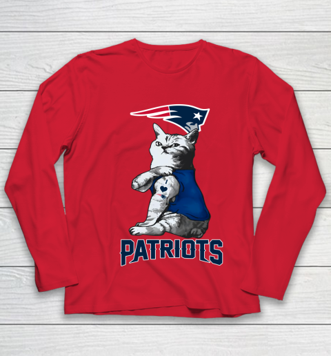 NFL Football My Cat Loves New England Patriots Youth Long Sleeve 8