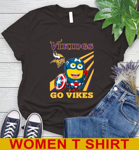 NFL Football Minnesota Vikings Captain America Marvel Avengers Minion Shirt Women's T-Shirt 9