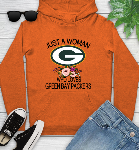 NFL Just A Woman Who Loves Green Bay Packers Football Sports Youth Hoodie 3