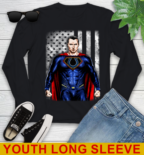 NFL Football Indianapolis Colts Superman DC Shirt Youth Long Sleeve