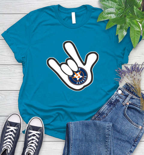 Houston Astros MLB Baseball Mickey Rock Hand Disney Women's T-Shirt 7