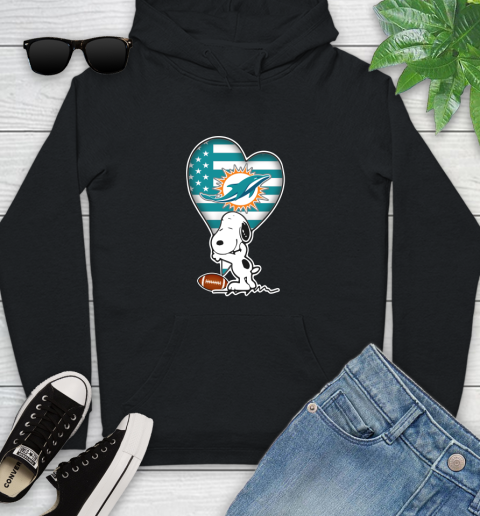 Miami Dolphins NFL Football The Peanuts Movie Adorable Snoopy Youth Hoodie 2