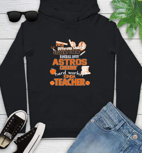 Houston Astros MLB I'm A Difference Making Student Caring Baseball Loving Kinda Teacher Youth Hoodie