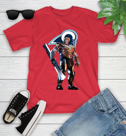 NFL Thanos Gauntlet Avengers Endgame Football Los Angeles Rams Youth T-Shirt 10