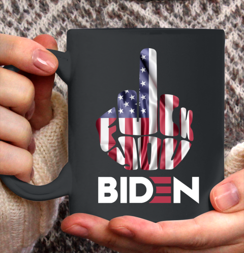 Fuck You Biden Middle Finger  Fuck Biden  Anti Biden Supporter Ceramic Mug 11oz