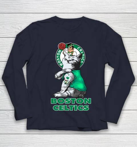 NBA Basketball My Cat Loves Boston Celtics Youth Long Sleeve 2