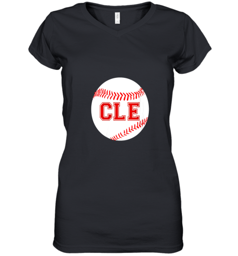 Cleveland Ohio Baseball Heart CLE Women's V-Neck T-Shirt
