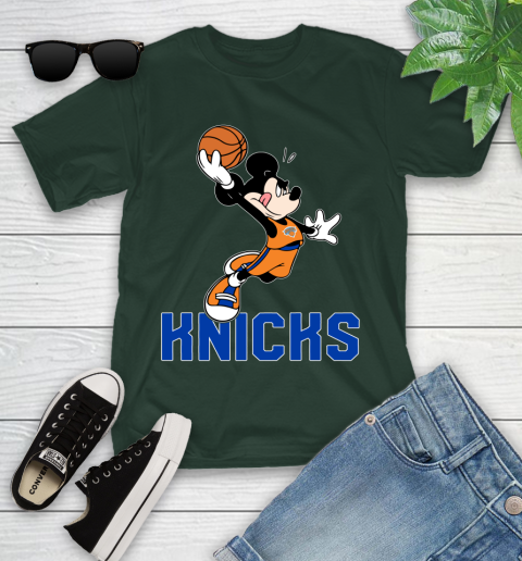 NBA Basketball New York Knicks Cheerful Mickey Mouse Shirt Youth T-Shirt 5