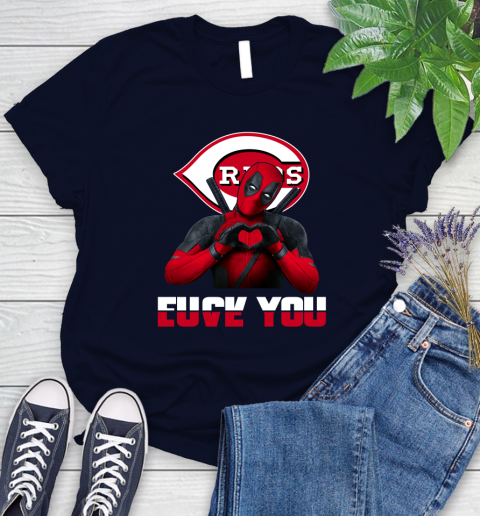 MLB Cincinnati Reds Deadpool Love You Fuck You Baseball Sports Women's T-Shirt 2