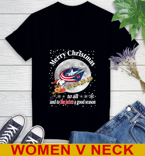 Columbus Blue Jackets Merry Christmas To All And To Blue Jackets A Good Season NHL Hockey Sports Women's V-Neck T-Shirt