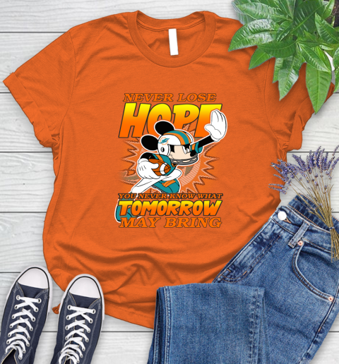 Miami Dolphins NFL Football Mickey Disney Never Lose Hope Women's T-Shirt 3