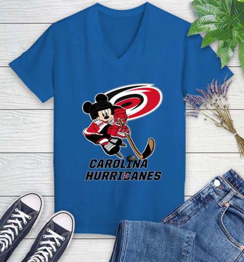 NHL Carolina Hurricanes Mickey Mouse Disney Hockey T Shirt Women's V-Neck T-Shirt 10