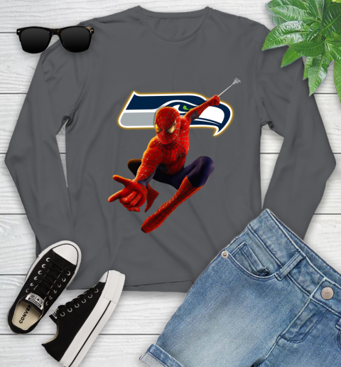 NFL Spider Man Avengers Endgame Football Seattle Seahawks Youth Long Sleeve 8