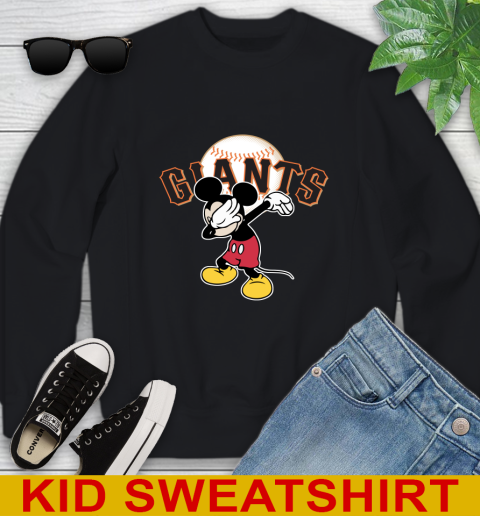 San Francisco Giants MLB Baseball Dabbing Mickey Disney Sports Youth Sweatshirt 2