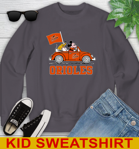 MLB Baseball Baltimore Orioles Pluto Mickey Driving Disney Shirt Youth Sweatshirt 6