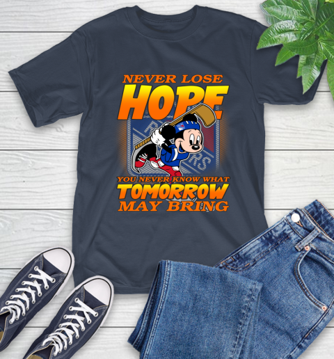 New York Rangers NHL Hockey ootball Mickey Disney Never Lose Hope T-Shirt 3
