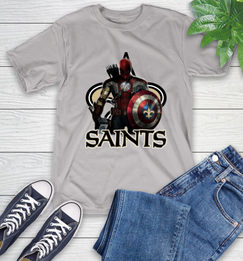 NFL Captain America Thor Spider Man Hawkeye Avengers Endgame Football New Orleans Saints T-Shirt 12