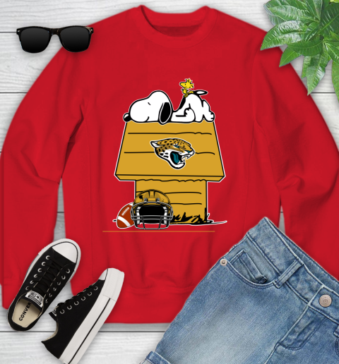 Jacksonville Jaguars NFL Football Snoopy Woodstock The Peanuts Movie Youth Sweatshirt 9