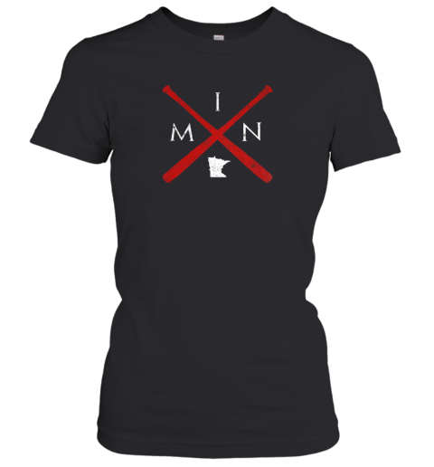 Minnesota Baseball Bats Classic State Outline Women's T-Shirt