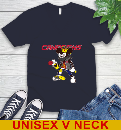 Montreal Canadiens NHL Hockey Mickey Peace Sign Sports V-Neck T-Shirt 3