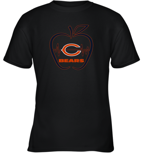 Apple Heartbeat Teacher Symbol Chicago Bears Youth T-Shirt