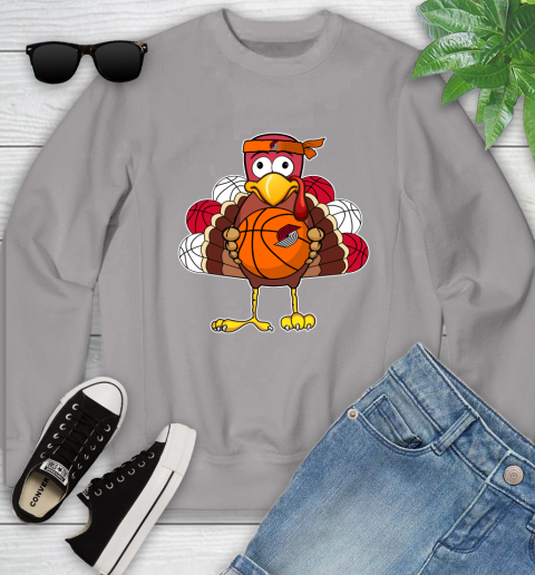 Portland Trail Blazers Turkey thanksgiving day Youth Sweatshirt 4