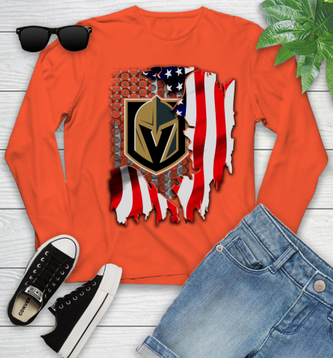 Vegas Golden Knights NHL Hockey American Flag Youth Long Sleeve 3