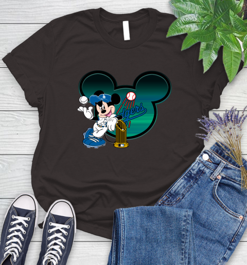 MLB Los Angeles Dodgers The Commissioner's Trophy Mickey Mouse Disney Women's T-Shirt 8