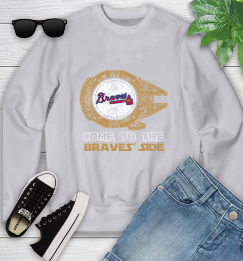 MLB Come To The Atlanta Braves Side Star Wars Baseball Sports Youth Sweatshirt 3