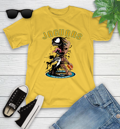NFL Jacksonville Jaguars Football Venom Groot Guardians Of The Galaxy Youth T-Shirt 8