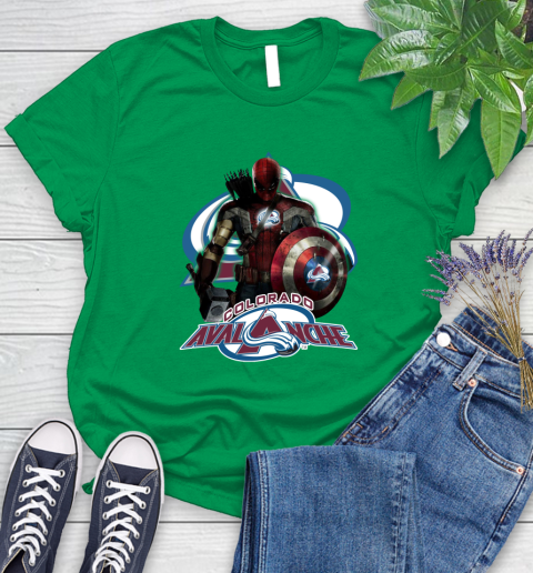 NHL Captain America Thor Spider Man Hawkeye Avengers Endgame Hockey Colorado Avalanche Women's T-Shirt 6