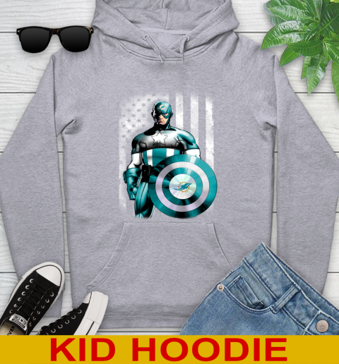 Miami Dolphins NFL Football Captain America Marvel Avengers American Flag Shirt Youth Hoodie 6