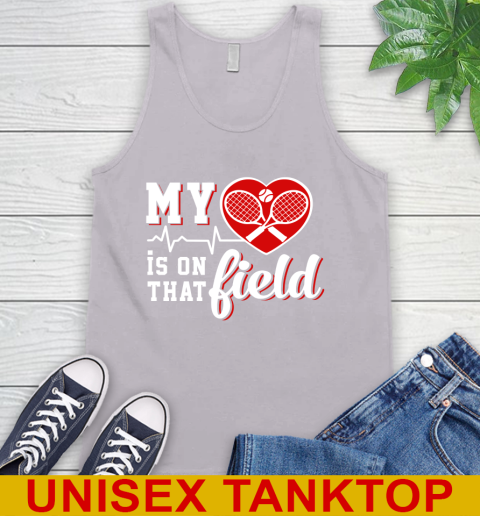 TENNIS My Heart Is On That Field Sports Tank Top 3