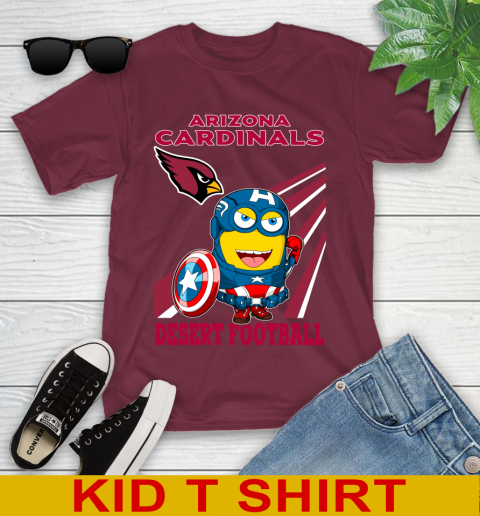 NFL Football Arizona Cardinals Captain America Marvel Avengers Minion Shirt Youth T-Shirt 5