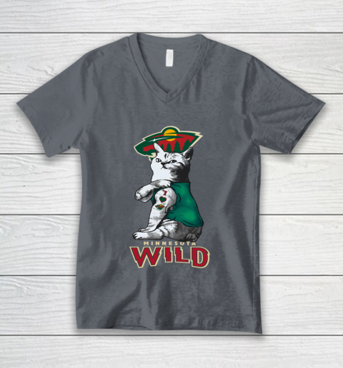 NHL My Cat Loves Minnesota Wild Hockey V-Neck T-Shirt 4