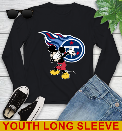 Tennessee Titans NFL Football Dabbing Mickey Disney Sports Youth Long Sleeve 2