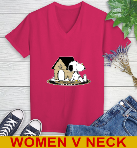 NFL Football New Orleans Saints Snoopy The Peanuts Movie Shirt Women's V-Neck T-Shirt 10