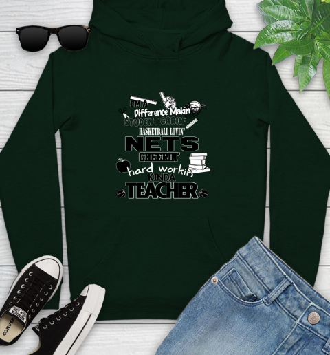 Brooklyn Nets NBA I'm A Difference Making Student Caring Basketball Loving Kinda Teacher Youth Hoodie 14