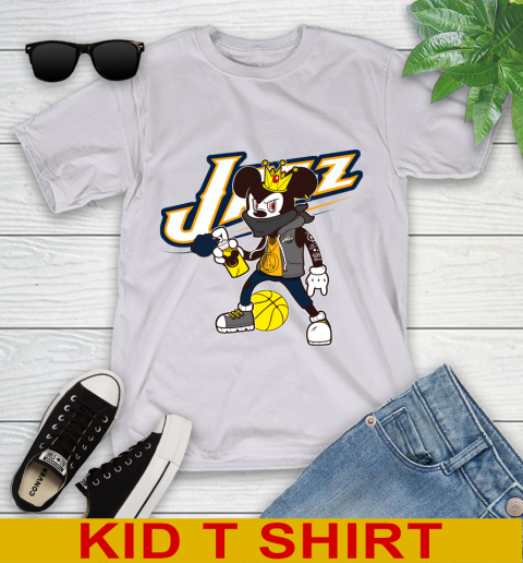 Utah Jazz NBA Basketball Mickey Peace Sign Sports Youth T-Shirt 5