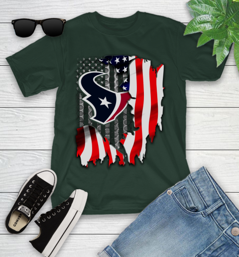 Houston Texans NFL Football American Flag Youth T-Shirt 5