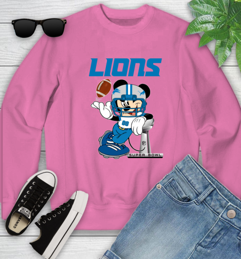NFL Detroit Lions Mickey Mouse Disney Super Bowl Football T Shirt Youth Sweatshirt 7