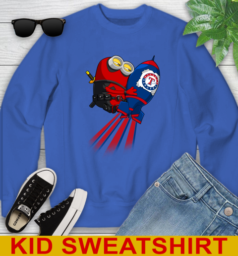 MLB Baseball Texas Rangers Deadpool Minion Marvel Shirt Youth Sweatshirt 6