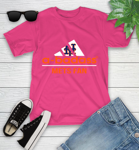MLB A Badass New York Mets Fan Adidas Baseball Sports Youth T-Shirt 11