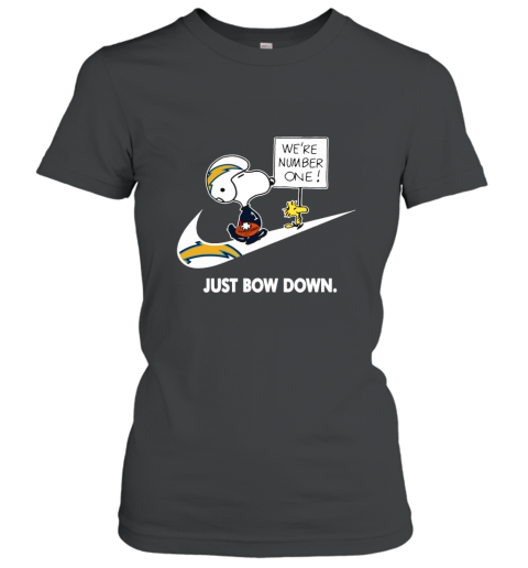 nfl Los Angeles Chargers Are Number One – nike Just Bow Down Snoopy r6mc los angeles chargers are number one ndash just bow dow ladies t shirt 20 front black