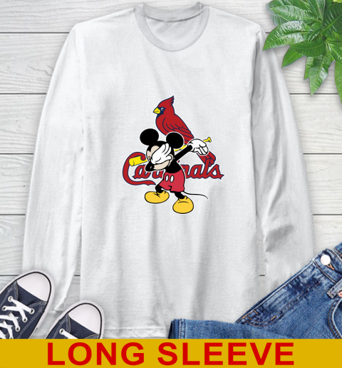 St.Louis Cardinals MLB Baseball Dabbing Mickey Disney Sports Long Sleeve T-Shirt