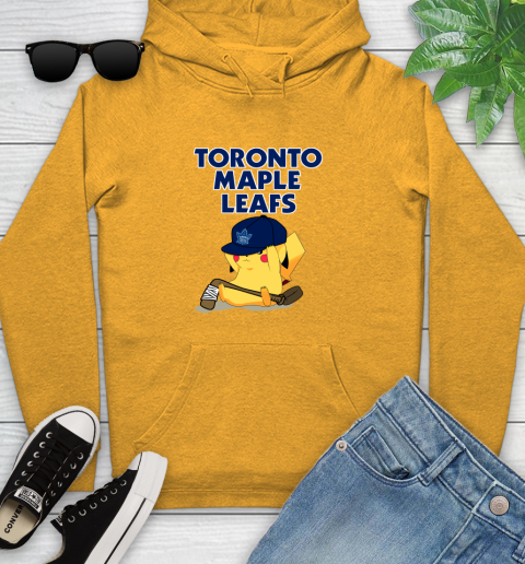 NHL Pikachu Hockey Sports Toronto Maple Leafs Youth Hoodie 3