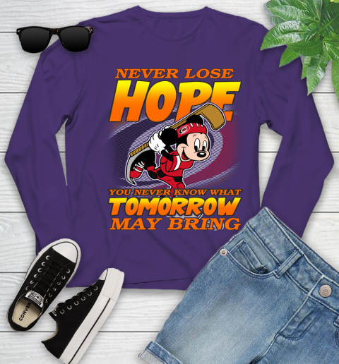 Carolina Hurricanes NHL Hockey ootball Mickey Disney Never Lose Hope Youth Long Sleeve 4