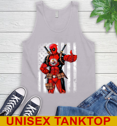 NFL Football Pittsburgh Steelers Deadpool American Flag Shirt Tank Top 3